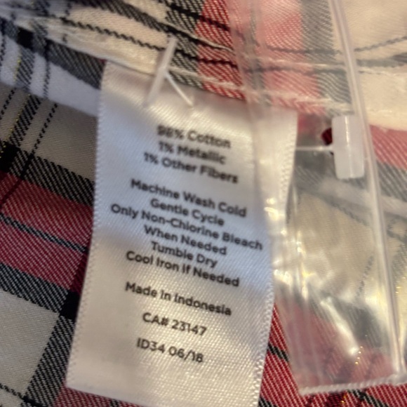 Talbots Red and Cream Checkered Blouse - Picture 3 of 8